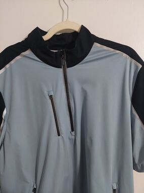 Men's Light Blue and Black Athletic Jersey